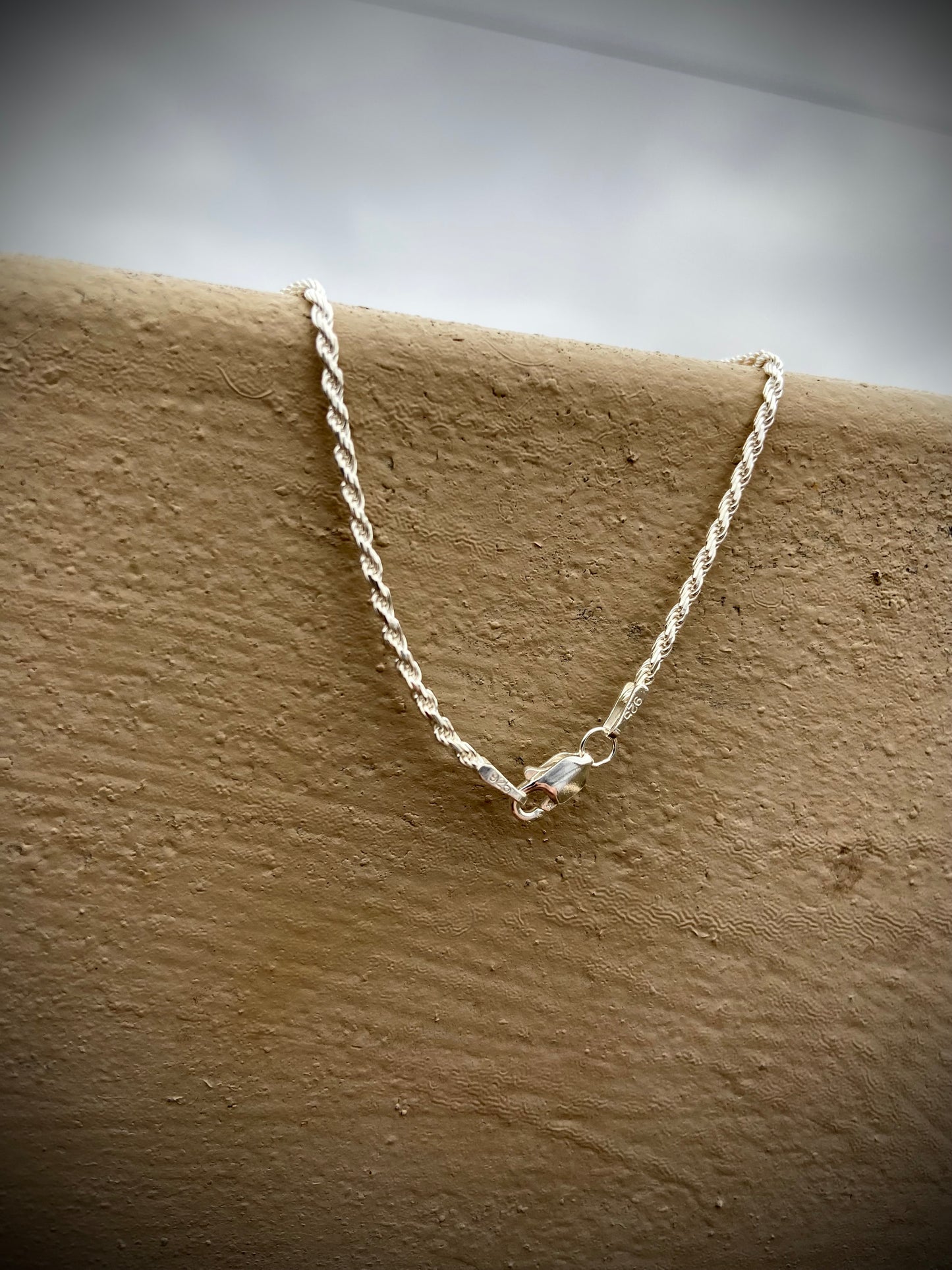 Stering Silver Diamond-Cut Rope Chain