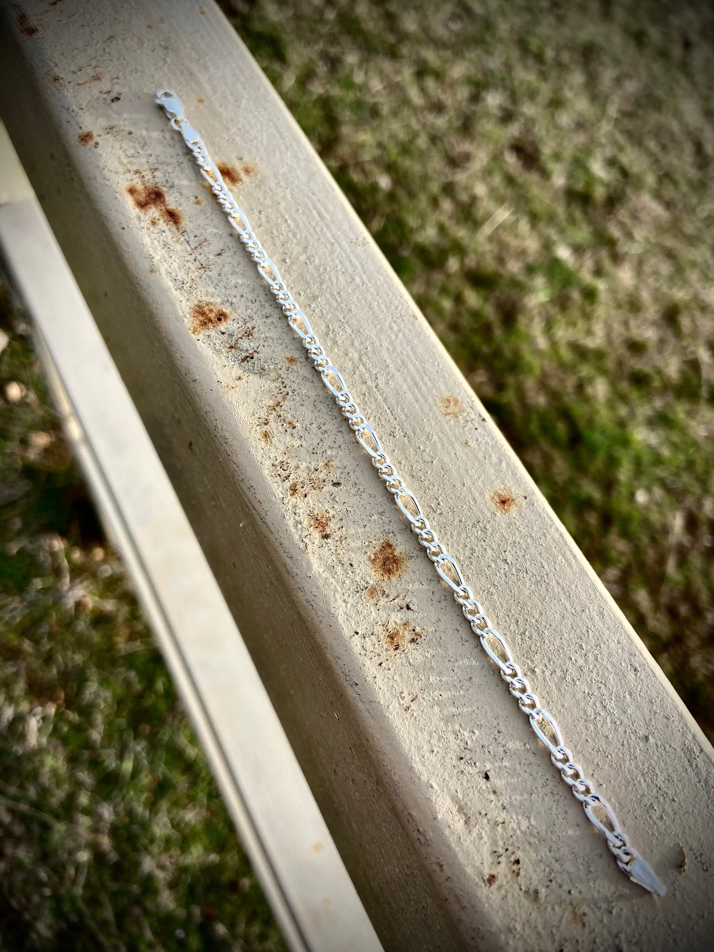 Sterling Silver Figaro Chain Bracelet