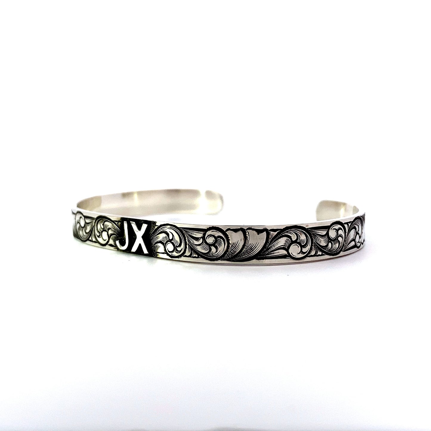 Silver Slim Fit Bracelet With Silver Initials or Brand
